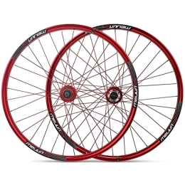 KANGXYSQ Spares 26" Mountain Bike Wheelsets MTB Bicycle Wheels Aluminum Alloy Rim Disc Brake Quick Release For 7 8 9 10 Speed Cassette 32H (Color : Red)
