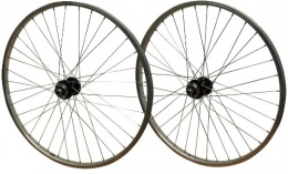Trinity B2B Spares 26" PAIR Bolted ScrewOn Quando Black 6 Bolt Disc Hub and Silver Rim MTB Bicycle Cycling Wheels