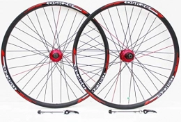 TKM / QUANDO / RDK / REDNECK Mountain Bike Wheel 26" Wheel Mountain Bike RED HUBS and decals DISC BRAKE ONLY Wheels, 7, 8, 9, 10 SPEED CASSETTE TYPE, REDNECK XC double wall DISC ONLY rims (26" FRONT + REAR)