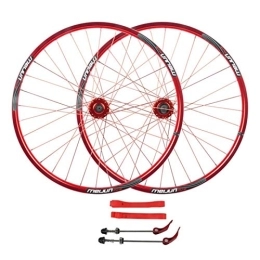 SJHFG Mountain Bike Wheel 26in Cycling Wheels, Double Wall Disc Brake Aluminum Alloy 7 / 8 / 9 / 10 Speed Mountain Bike Wheels Support 26 * 1.35-2.35 Tires (Color : Red)