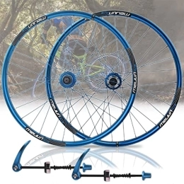 Samnuerly Mountain Bike Wheel 26in Wheelset Mountain Bike Wheel Aluminum Alloy Hubs Quick Release Disc Brake Rims Fit 7 8 9 10 Speed Cassette (Color : Black) (Blue)