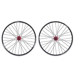 QHYRZE Spares 26Inch Mountain Bike Wheelset Aluminum Alloy Rim V / Disc Brake Dual Purpose MTB Wheelset Quick Release Front Rear Wheels Fit 7 / 8 / 9 / 10 Speed Cassette Bicycle Wheelset 2267g ( Size : Black Red 26inch )