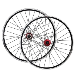 KANGXYSQ Spares 26inch MTB Mountain Bike Wheelset 7 8 9 10 Speed Hubs Disc / V Brake Aluminum Alloy Bicycle Wheel Set Black Rim Red Hub