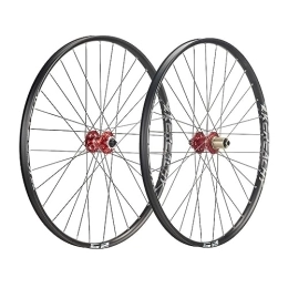 ZFF Spares 27.5 29 Inch MTB Wheelset Disc Brake Thru Axle Mountain Bike Wheel Ultra-light Aluminum Alloy Double Wall Rim 8 / 9 / 10 Speed Cassette 32 Holes With Reflective Cursor (Color : Red, Size : 29'')