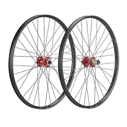 ZFF Spares 27.5 29inch Mountain Bike Wheelset Disc Brake Thru Axle MTB Wheel Aluminum Alloy Double Wall Rim Reflective Cursor 7 / 8 / 9 / 10 / 11 / 12 Speed Cassette 32 Holes (Color : Red, Size : 27.5'')