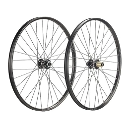 ZFF Spares 27.5 29inch Mountain Bike Wheelset Disc Brake Thru Axle MTB Wheel Aluminum Alloy Double Wall Rim Reflective Cursor 7 / 8 / 9 / 10 / 11 / 12 Speed Cassette 32 Holes (Color : Svart, Size : 29'')