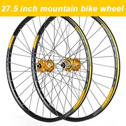 TianyiTrade Mountain Bike Wheel 27.5" Alloy Mountain Bike Wheel 32H XF2046 Gold Double Wall Rim Quick Release Hub 584 * 19 for 27 * 1.5-2.3 Tires