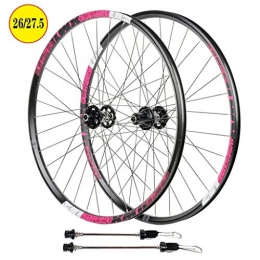 HWL Spares 27.5 Inch Bike Wheelset, Double Wall Disc Brake Aluminum Alloy Quick Release Hybrid / Mountain Bearings Hub 8 / 9 / 10 / 11 Speed (Color : D, Size : 27.5 inch)
