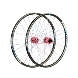 MirOdo Mountain Bike Wheel 27.5-inch Mountain Bike Wheelset Quick Release Wheel Set Alu Alloy Dual-Layer Rim 28 Holes Disc Brake Hub Support 7-8-9-10-11-12 Speed Cassette For MTB (Color : Red, Size : 27.5")