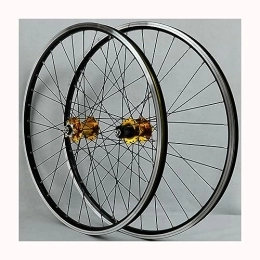 OMDHATU Mountain Bike Wheel 27.5" Mountain Bike Wheelset V-brake Disc Brake Dual-purpose Rims Sealed Bearing Hubs Support 8-12 Speed Cassette QR Wheel Set (Color : Gold)