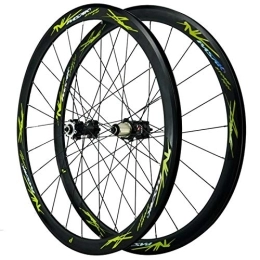 SJHFG Spares 29'' Bike Wheels, Double Wall MTB Rim 24 Holes Disc Brake V Brake 7-12 Speed Flywheel Cycling Wheels 700C (Color : Green)