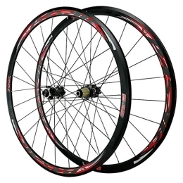 SJHFG Mountain Bike Wheel 29'' Cycling Wheelsets, Double Wall MTB Rim Off-road Road Wheels Disc Brake V Brake C Brake Road Bike Wheel Set (Color : Balck red, Size : 700C)