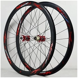 VPPV Spares 29 Inch 700C Road Bike Wheels V-brake, Aluminum Alloy Quick Release 40MM Mountain Bicycle Wheelset Cassette Wheel Rim for 7 / 8 / 9 / 10 / 11 Speed (Color : Red, Size : 700C)