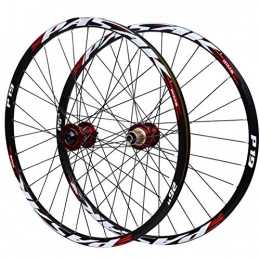 SJHFG Mountain Bike Wheel 29-inch Bike Wheels, Double Wall Disc Brakes 7-11 Speed Mountain Bicycle Wheel Set 15 / 12MM Barrel Shaft (Color : Red, Size : 29in / 20mmaxis)