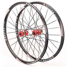HWL Mountain Bike Wheel 29 Inch MTB Cycling Wheels, Double Wall Aluminum Alloy 27.5 Inch Bicycle Wheels Quick Release 24 Hole 8 / 9 / 10 / 11 Speed Rim (Color : Red, Size : 27.5 inch)