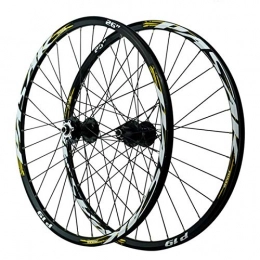 SJHFG Mountain Bike Wheel 29in Cycling Wheelsets, Double Wall 32 Holes Quick Release First 2 Last 5 Bearing Disc Brake Mountain Wheel Set (Color : Black yellow, Size : 29inch)
