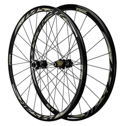 KANGXYSQ Mountain Bike Wheel 700C Disc Brake Road Bike Wheelset Thru Axle Mountain Bike Front + Rear Wheel Cyclocross Road V / C Brake 7 / 8 / 9 / 10 / 11 / 12 Speed (Color : Black)