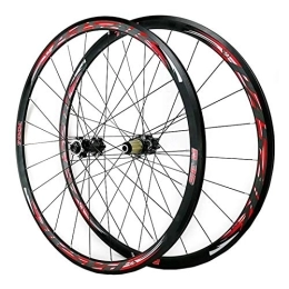 DaGuYs Spares 700C Road Mountain Bike Wheel Set Disc Brake V / C Brake Front & Rear Wheel Cyclocross 7 8 9 10 11 12 Speed Flywheels Double Wall (Red QR)