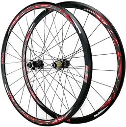 Samnuerly Spares 700C Road Mountain Bike Wheel Set, Double Wall Disc Brake V / C Brake Front Rear Wheel 7 8 9 10 11 12 Speed Flywheels Wheelset (Color : Red, Size : Thru axle)