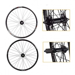 AIFCX Spares AIFCX 26 Inch Bicycle Wheelset, Mountain Double Wall MTB Rim Quick Release Disc Brake Hybrid / Bike 32 Hole Disc 7 8 9 10 Speed Brackets Hubs, Black-26inch