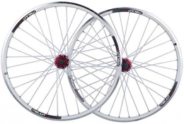 AIFCX Spares AIFCX Mountain Bike Wheelset 26 Inch, Double Walled MTB Rim Quick Release V-Brake Disc Brake Hybrid 32 Hole 8 9 10 Speed, White-26inch
