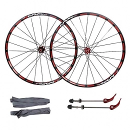 AINUO Mat Mountain Bike Wheel AINUO Bicycle front rear wheels for 26" 27.5" Mountain Bike, MTB Bike Wheel Set 7 bearing 24H Alloy drum Disc brake 7 8 9 10 11 Speed (Color : Red, Size : 26inch)