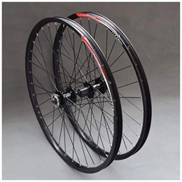 AINUO Mat Spares AINUO Bicycle Wheelset 26 inch MTB Bike Wheels Double Wall Alloy Rim Cassette Hub Sealed Bearing Disc Brake QR 7-11 Speed 32H (Color : Black Hub)