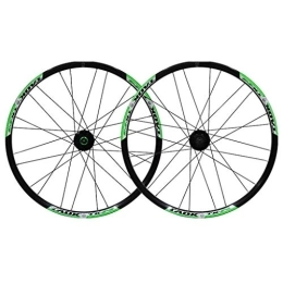 AINUO Mat Spares AINUO Bike Wheel Set 24" MTB Wheel Double Wall Alloy Rim Tires 1.5-2.1" Disc Brake 7-11 Speed Palin Hub Quick Release 24H (Color : Green-B)