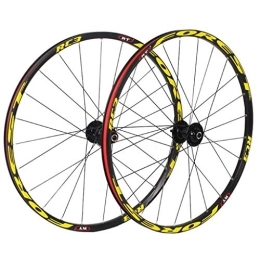 AINUO Mat Mountain Bike Wheel AINUO Mountain Bike Wheelset 26 27.5 In Bicycle Wheel MTB Double Layer Rim 7 Sealed Bearing 11 Speed Cassette Hub Disc Brake QR 24 Holes 1850g (Color : Gold, Size : 26inch)