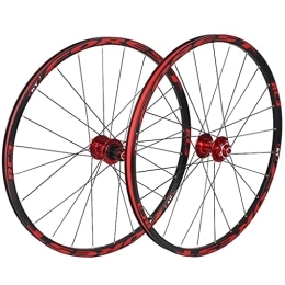 AINUO Mat Spares AINUO Mountain Bike Wheelset 26 27.5 In Bicycle Wheel MTB Double Layer Rim 7 Sealed Bearing 11 Speed Cassette Hub Disc Brake QR 24 Holes 1850g (Color : Red, Size : 26inch)