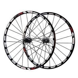 BYCDD Spares Aluminum Alloy Mountain Bike Wheelset 26 Inch, Quick Release Front Rear Wheels Black Bike Wheels, Fit 7-11 Speed Cassette Bicycle Wheelset, Black_S90 26 Inch