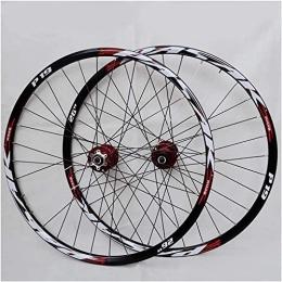 Amdieu Spares Amdieu Wheelset 26 / 27.5 / 29 Inches Mountain Bike Wheelset, Hub Sealed Palin Bearing Disc Brake QR 7 / 8 / 9 / 10 / 11 Speed 32H MTB Double Wall Rims road Wheel (Color : Red, Size : 26inch)