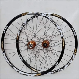Amdieu Spares Amdieu Wheelset 26 / 27.5 / 29inch MTB Bike Wheel, Double Wall Disc Brake 7 / 8 / 9 / 10 / 11 Speed Quick Release Hollow Hub Front Rear Wheel Set road Wheel (Color : Gold, Size : 26inch)