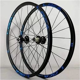 Amdieu Spares Amdieu Wheelset 26 27.5 in MTB Bicycle Wheelset, Double Wall Alloy Rim Disc Brake 6 Pawl Bicycle Wheel QR 8-12 Speed Palin 4 Bearing Hub road Wheel (Color : Blue, Size : 27.5inch)
