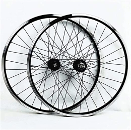 Amdieu Mountain Bike Wheel Amdieu Wheelset 26 Inch Mountain Bike Wheelset, Double Wall Alloy Disc / V-Brake Bicycle Wheels Front 2 Rear 4 Palin 32 Hole 7-11 Speed Freewheel road Wheel (Color : Black hub, Size : 27.5inch)