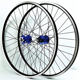 Amdieu Spares Amdieu Wheelset 26 Inch Mountain Bike Wheelset, Double Wall Alloy Disc / V-Brake Bicycle Wheels Front 2 Rear 4 Palin 32 Hole 7-11 Speed Freewheel road Wheel (Color : Blue hub, Size : 29inch)