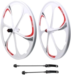Amdieu Mountain Bike Wheel Amdieu Wheelset 26inch Mountain Bike, Double Wall MTB Rim Magnesium Alloy Quick Release V-Brake Cycling Hole Disc 7 8 9 10 Speed road Wheel (Color : White, Size : 26inch)