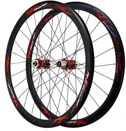 Amdieu Mountain Bike Wheel Amdieu Wheelset 700C Bike Wheels, Disc Brake Double Wall MTB Rim 24 Holes V / C Brake 7 / 8 / 9 / 10 / 11 / 12 Speed Flywheel Off-Road Disc Brake Wheels road Wheel (Color : Red)