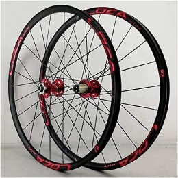 Amdieu Spares Amdieu Wheelset MTB Bicycle Wheelset 26 27.5 Inch, Double Layer Alloy Mountain Bike Rim Palin Bearing Hub Quick Release 24H 7 8 9 10 11 12 Speed road Wheel (Color : Red, Size : 27.5inch)