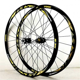 AMITD Spares AMITD 700C Road Bike Wheelset, Aluminium Alloy Mountain Rim Fast Release Disc Brake V-Brake Racing Bicycle 30mm Straight-pull Spokes, Front / Rear 24 Holes 7 / 8 / 9 / 10 / 11 / 12 Speed