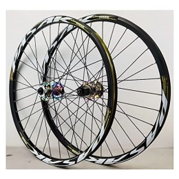 Asiacreate Spares Asiacreate 24 Inch Bicycle Wheelset Disc Brake Mountain Bike Wheels 32H Rim Quick Release Hub Front Rear Wheels Fit 8-12 Speed Cassette (Color : Gold, Size : 24inch)