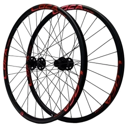 Asiacreate Spares Asiacreate 700C Bike Wheelset 26 / 27.5 / 29'' MTB Wheels Center Lock Disc Brake Thru Axle Double Alu Alloy 28H Rim For 7-10 Speed Freewheel (Color : Red f15r12, Size : 700C)
