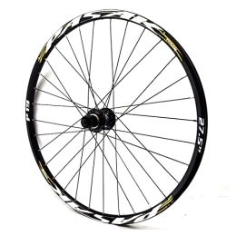 Asiacreate Spares Asiacreate Bicycle Wheel 26 27.5 29'' Mountain Bike Rear Wheel 24 Spokes Rim Quick Release Disc Brake Hubs For 8-12 Speed Cassette (Color : Gold, Size : 27.5in)