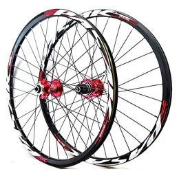 Asiacreate Spares Asiacreate Bicycle Wheelset 24'' Mountain Bicycle Wheel Set Quick Release 32 Spokes Rim Sealed Bearings Disc Brake Hub Fit 8-12 Speed Cassette (Color : Red, Size : 24in)