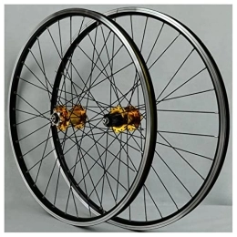 Asiacreate Spares Asiacreate Bike Wheels 26 / 27.5 / 29 Inch Quick Release Disc V Brake 32 H Spoke MTB Bicycle Rim 8-12 Speed Cassette Sealed Bearing Hubs Cycling Wheelset (Color : Gold, Size : 26'')