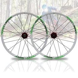 Asiacreate Spares Asiacreate Bike Wheelset 24" MTB Quick Release Wheel Set 24 H Double Layer Alu Alloy Rim Disc Brake Hub Fit 7 / 8 / 9 / 10 Speed Cassette (Color : Green, Size : 24 inch)