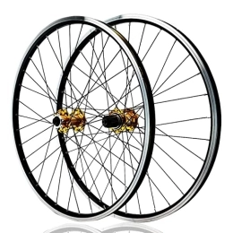 Asiacreate Spares Asiacreate Bike Wheelset 26 / 27.5 / 29 Inch MTB Cycling Wheels Disc V Brakes Quick Release Alloy Rim 32H Spokes Wheel For 8 9 10 11 12 Speed Cassette (Color : Gold, Size : 29'')