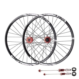 Asiacreate Spares Asiacreate Cycle Wheel 26 / 27.5 / 29" Double Layer Alloy Wheelset 32H Rim Quick Release Sealed Bearing Disc Brake QR Mountain Bike Wheelset (Color : Red, Size : 26'')