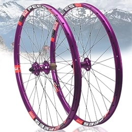 Asiacreate Mountain Bike Wheel Asiacreate Cycle Wheel 26 / 27.5 / 29in Mountain Bike Wheelset QR Sealed Bearing Disc Brake 8 / 9 / 10 / 11 / 12 Speed Cassette MTB Front And Rear Wheel Wheelset (Color : Purple, Size : 27.5'')