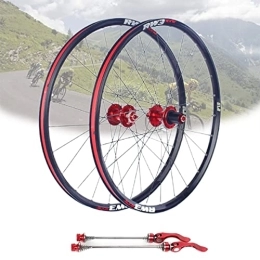 Asiacreate Mountain Bike Wheel Asiacreate Mountain Bike Wheelset 26 / 27.5 / 29'' Quick Release Wheels 24 Spokes Disc Brake Bicycle Rim Alu Alloy Hub For 7 / 8 / 9 / 10 / 11 Speed Cassette (Color : Red, Size : 26'')
